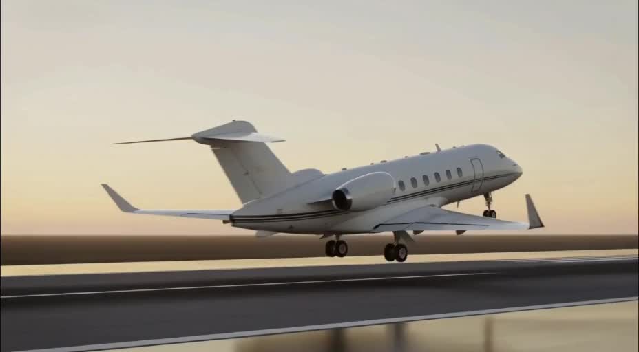 Private jet beginning its takeoff
